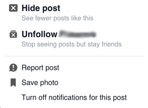 Mobile Facebook Timeline Unfollow Post