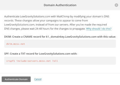 MailChimp Domain Authentication