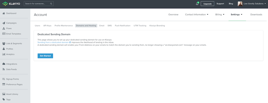 Klaviyo dedicated sending domain