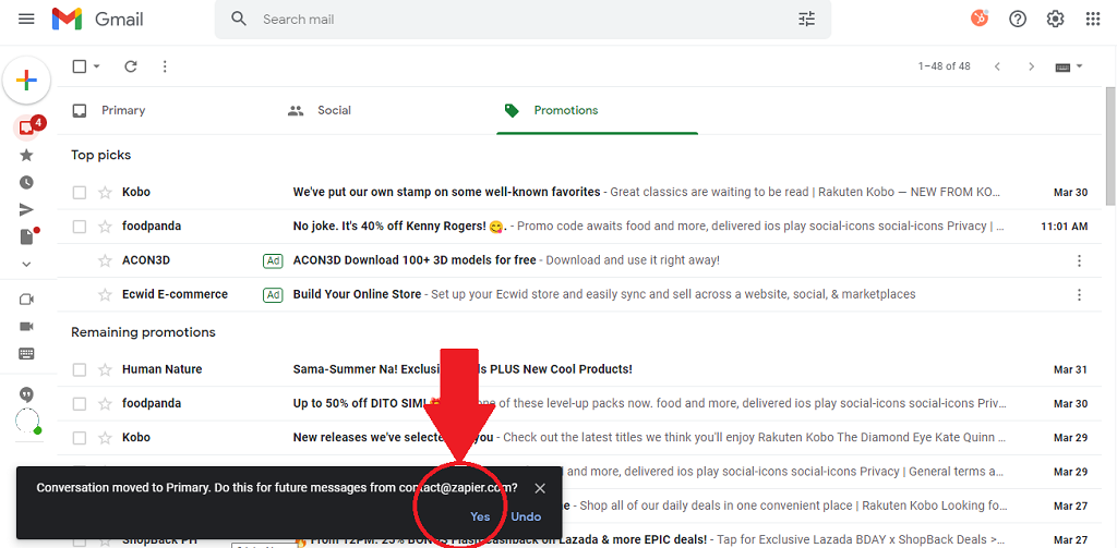 Move future messages to Gmail primary tab