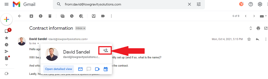 add a contact in Gmail