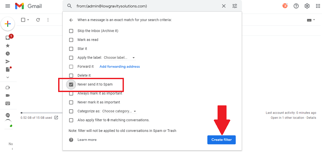 Gmail mark as not spam